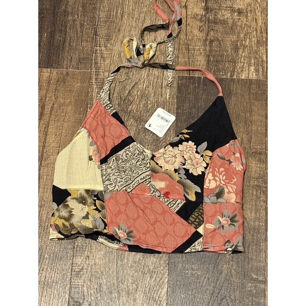 Free People Rae Halter Top Floral Stretch Boho Festival Women's Small New - Picture 1 of 13